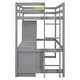 preview thumbnail 6 of 12, Wood Twin Size Loft Bed with Desk & Wardrobe, Space-Saving High Loft Bed Frame with Storage Drawers for Kids Teens Adults, Grey