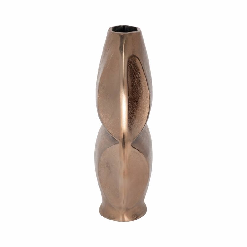 Metal Byram Slit Design Decorative Vase - Champagne, 14 in.