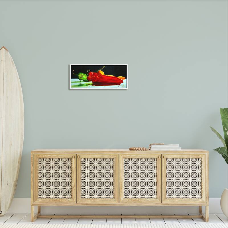 Stupell Bold Modern Peppers Still Life Kitchen Vegetable Food Framed Wall Art, Design by Cecile Baird