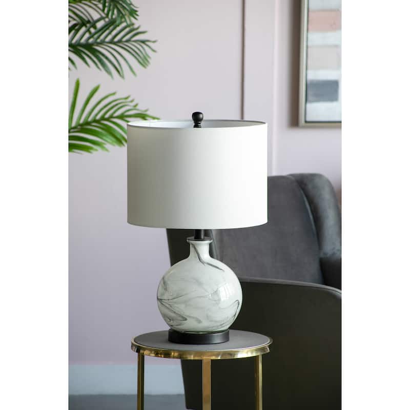 14x14x23" White And Grey Glass Table Lamp