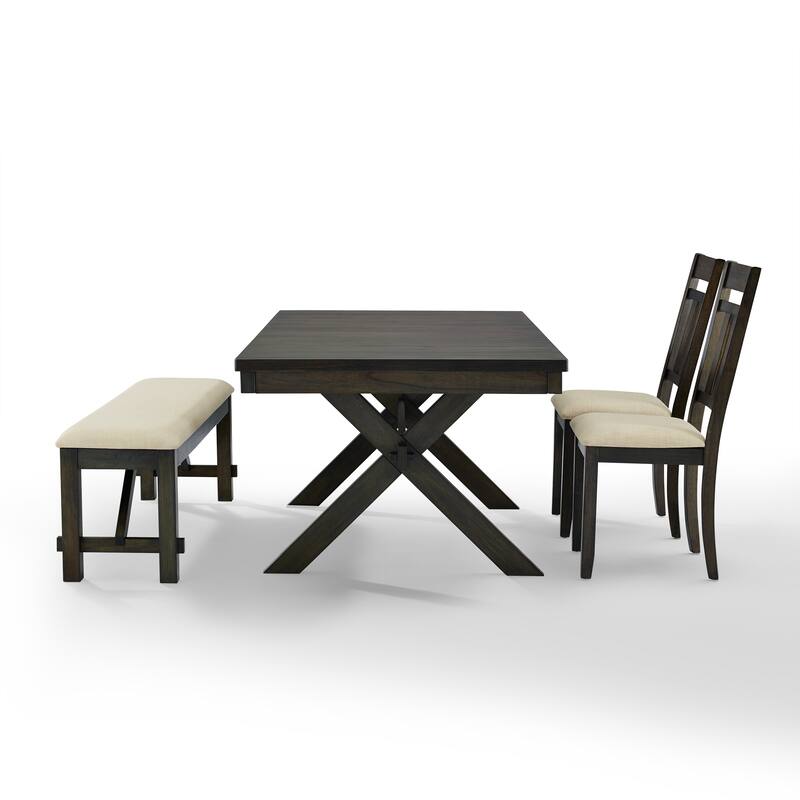 Crosley Hayden 4Pc Dining Set Slate Table, 2 Chairs, Bench