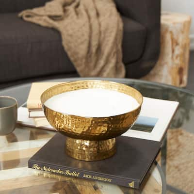 Gold or Copper or Silver Metal Scented Wide Hammered 70 oz 4 Wick Candle with White Wax
