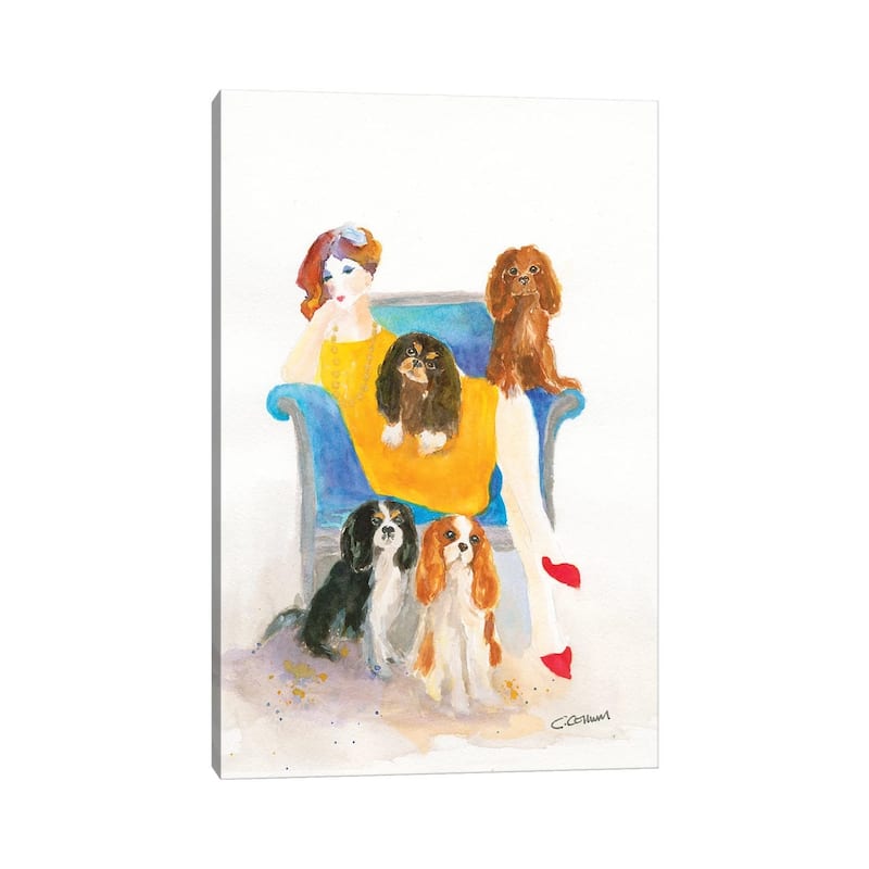 iCanvas "Cavalier Lady In Blue Chair" by Connie Collum Canvas Print