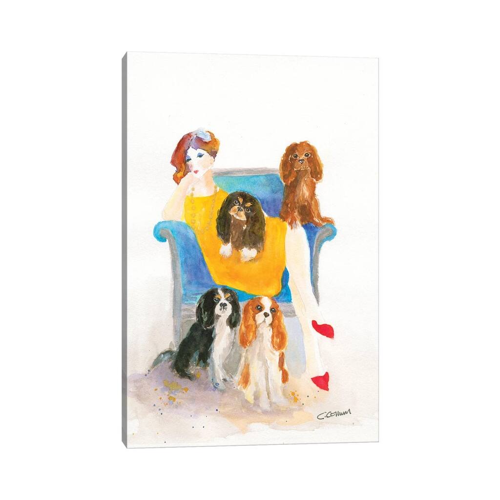 iCanvas "Cavalier Lady In Blue Chair" by Connie Collum Canvas Print