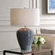 preview thumbnail 2 of 6, Uttermost Moher Glossy Blue Table Lamp - 26'' H X 18'' W X 18'' D