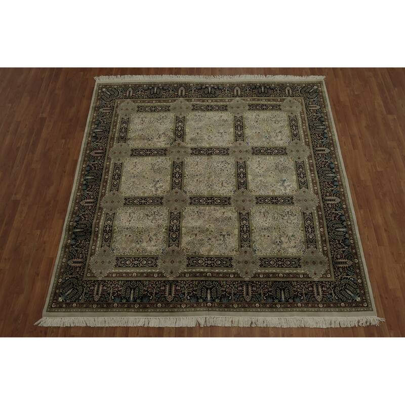 Hand Knotted Oriental 100% Wool Carpet Traditional Floral Beige & Ivories Tabriz Area Rug - 8' 5'' X 8' 1''