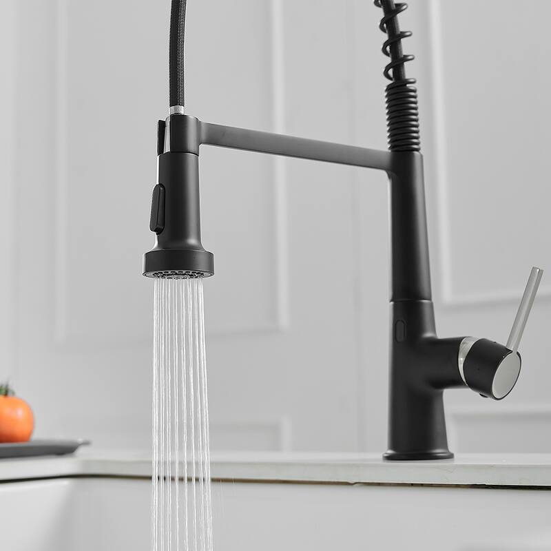 Touchless Matte Black Pull Down Kitchen Faucet with Accessories