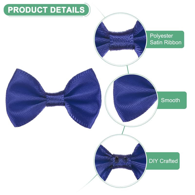 120-Pack Mini Craft Ribbon Bow 1.5x1 Inch for Craft DIY - Navy Blue
