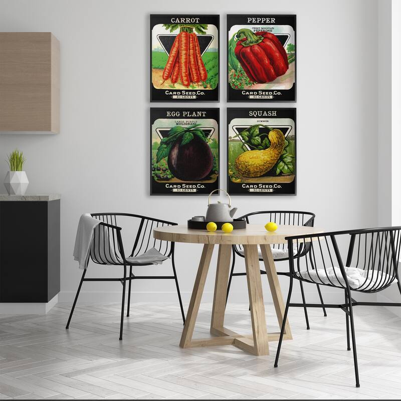Stupell Vintage Farm Garden Vegetables Framed Giclee Art Design By Lil' Rue (Set of 4)