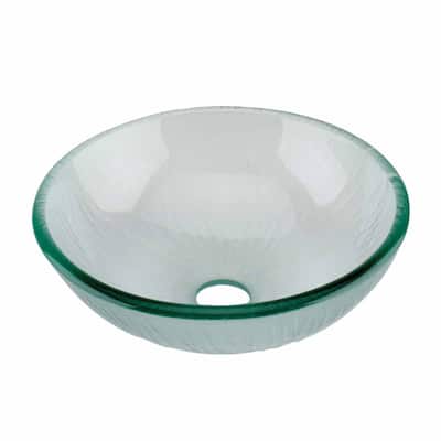 Countertop Vessel Sink 12" Round Tempered Glass Mini Bathroom Sink with Drain Renovators Supply