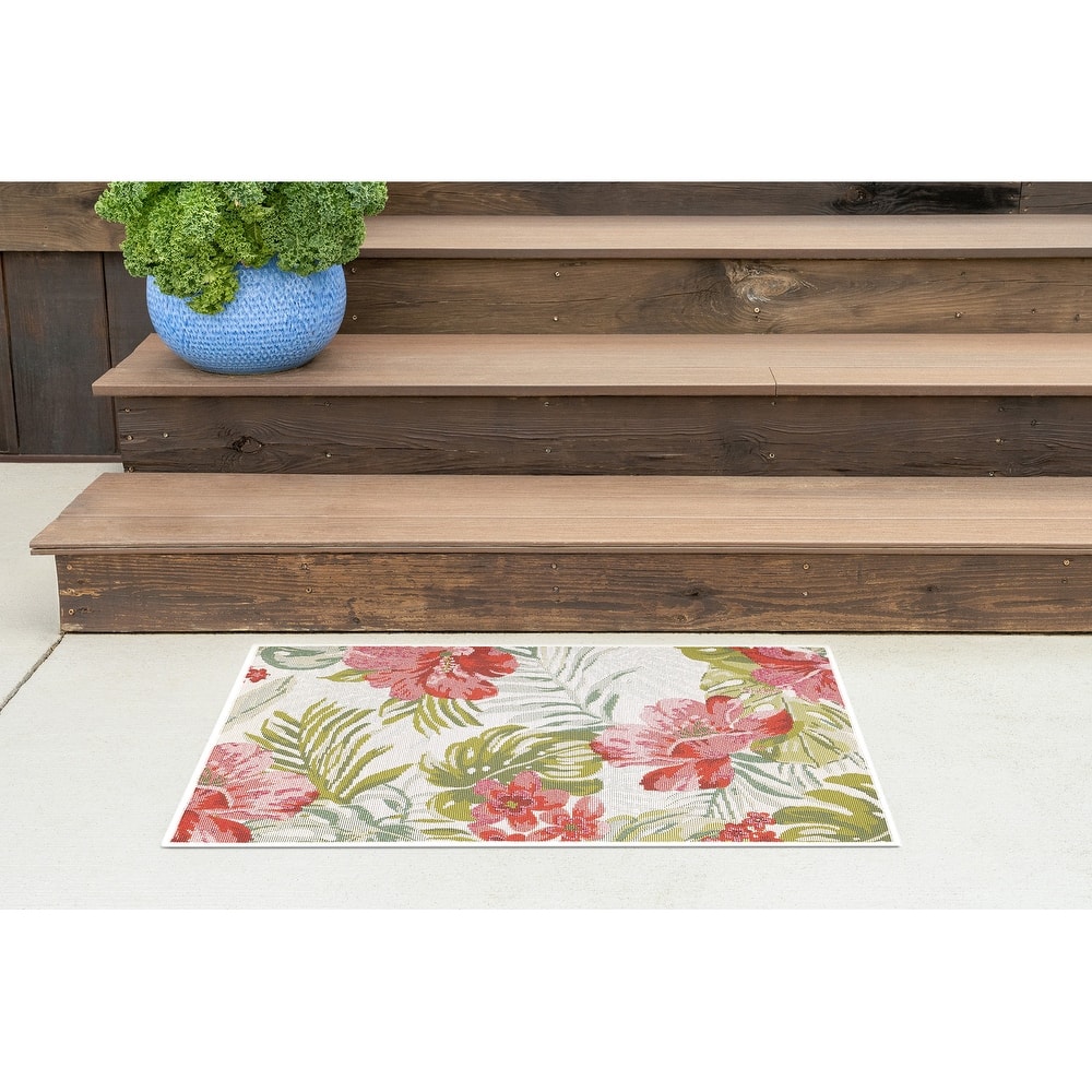 Sizzling Nautical & Coastal Floral & Botanical Indoor/Outdoor Area Rug