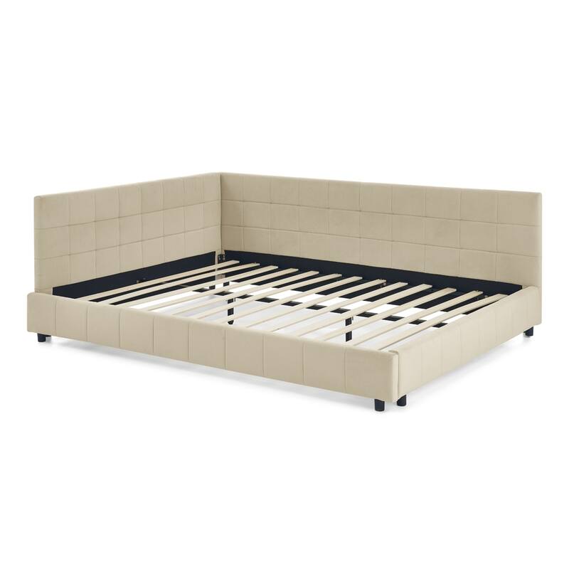 Upholstered Tufted Bed Frame Velvet Fabric Daybed