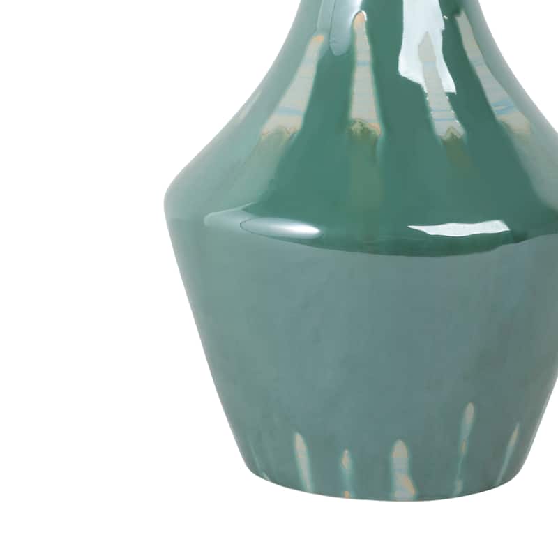Stoneware Ceramic Decorative Vase with Glossy Drip Glaze Finish