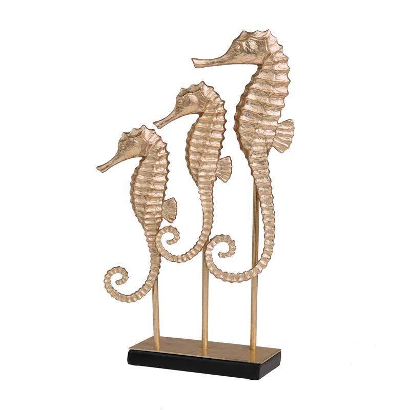 Gold Polystone Three Sea Horse Sculpture On Sale Bed Bath & Beyond
