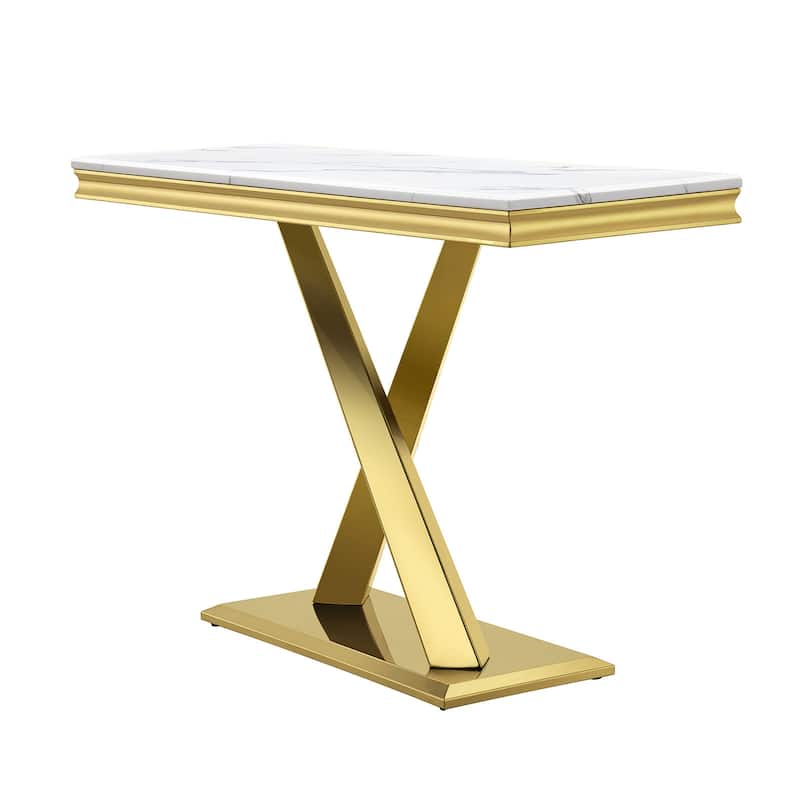 Luxury Console Tables With Mirrored Metal X-Shape Base for Entryway