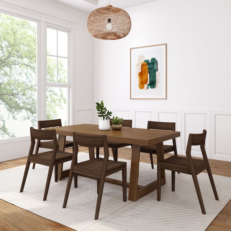 Plank and Beam 72" Classic Solid Wood Dining Table and Chairs Set