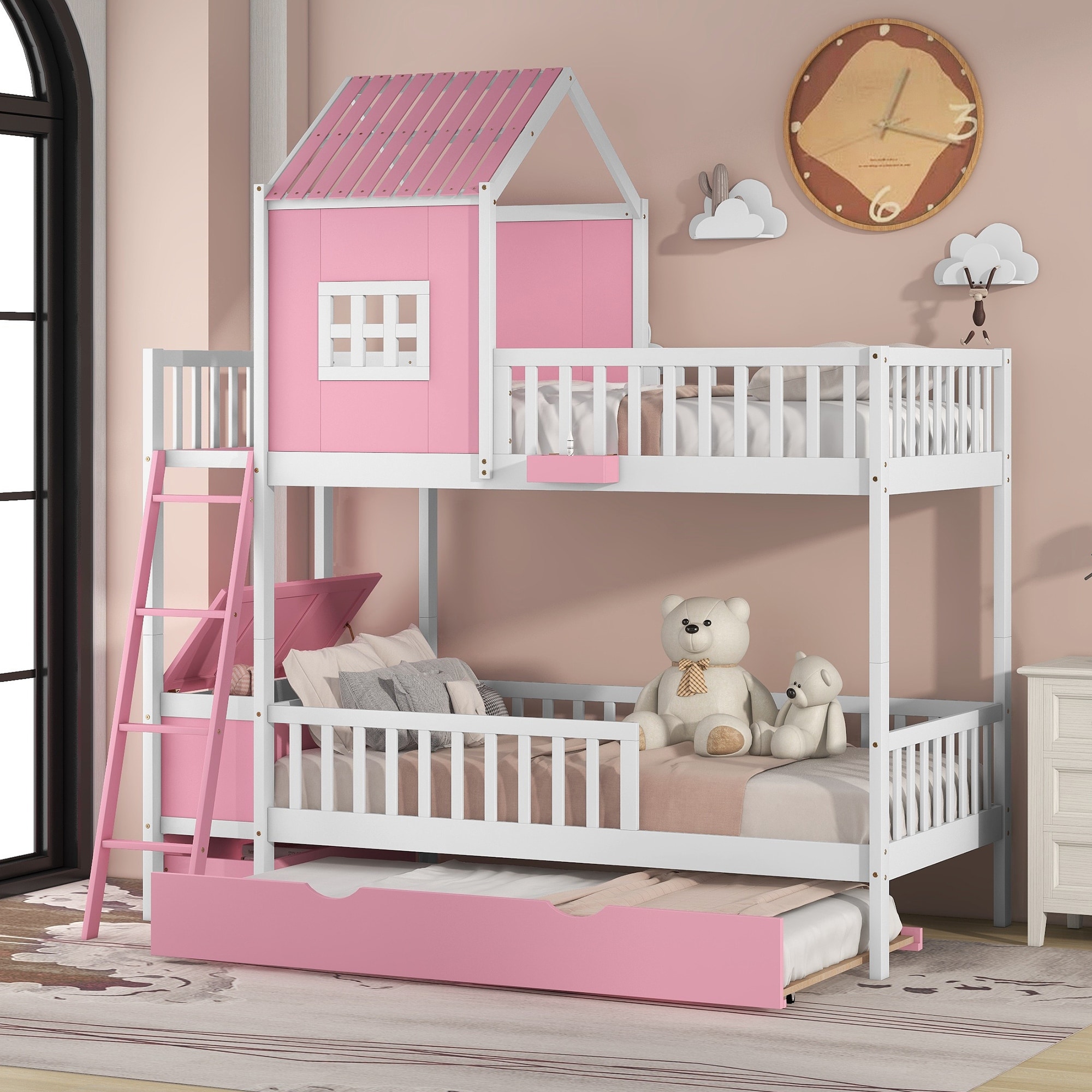 House bunk shop bed with trundle
