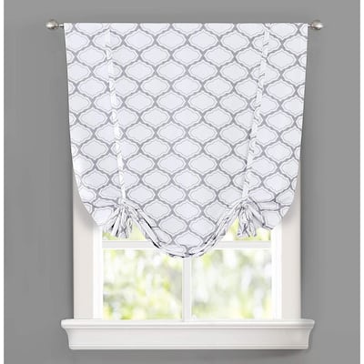 DrfitAway Geo Trellis Tie Up Adjustable Balloon Curtain for Small Window - 45'' Width X 63'' Length