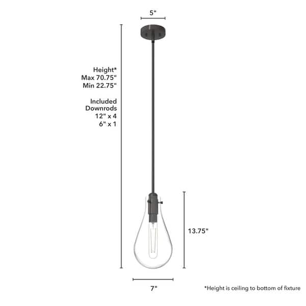 dimension image slide 0 of 2, Hunter Lundin 1 Light Pendant - Kitchen Island, Dining Room - Contemporary, Transitional
