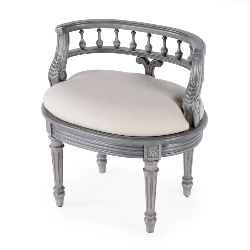 Hathaway 22.5 in. W Oval Upholstered and Wood Traditional Vanity Seat