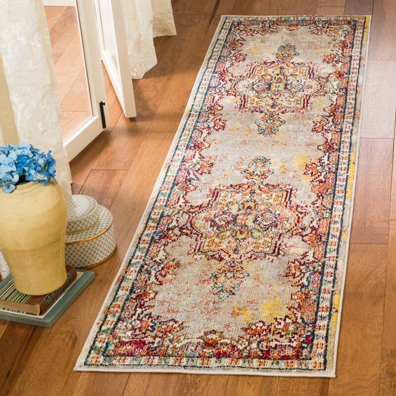 SAFAVIEH Savannah Zakiyyah Boho Oriental Polyester Rug - 2'3" x 8' Runner - Creme - Runner