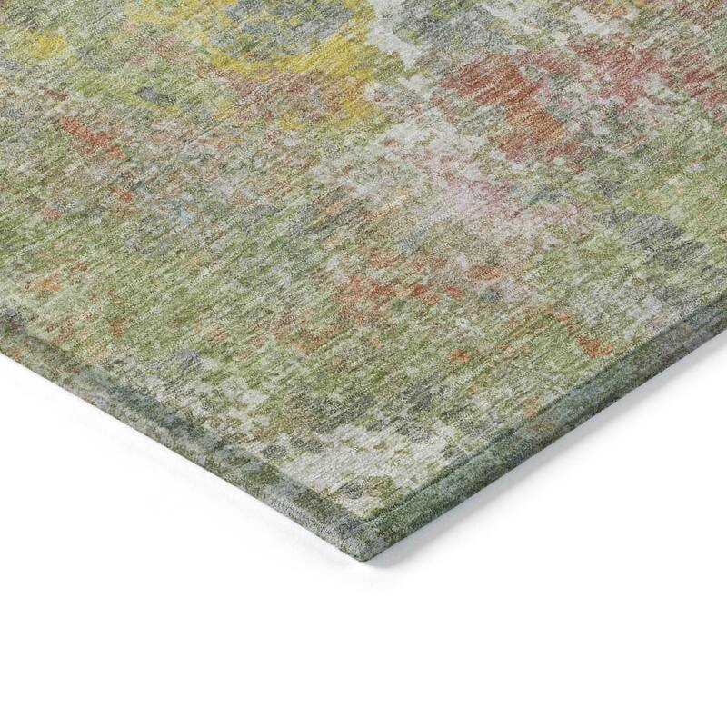 Machine Washable Indoor/Outdoor Abstract Watercolor Chantille Rug
