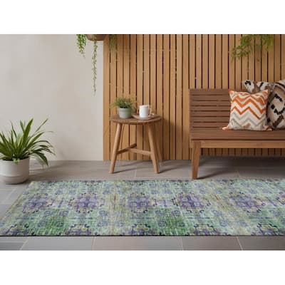Altolu Garden-Inspired Weather Resistant Classic Meets Modern Runner Outdoor Rug