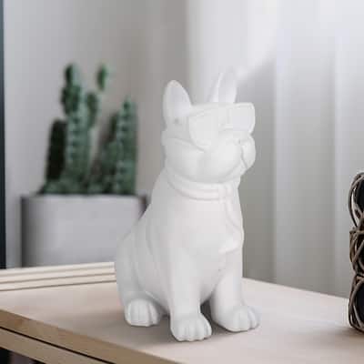 Sagebrook Home 10" Solid Color Cool Shades Novelty Boston Terrier - 7" x 5" x 10"