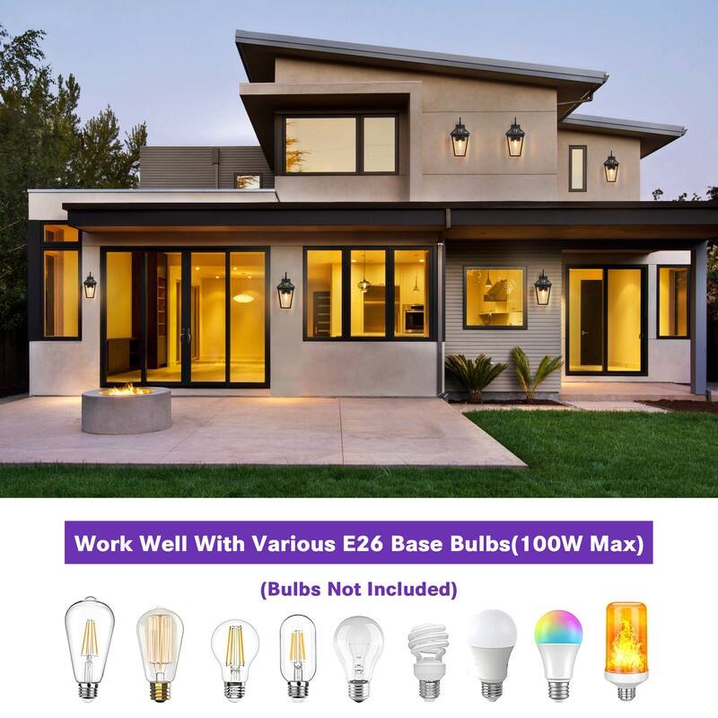 16.5'' Outdoor Wall Sconce With Clear Glass Shade For Porch, Patio, Garage, And Entryway (Set Of 2)