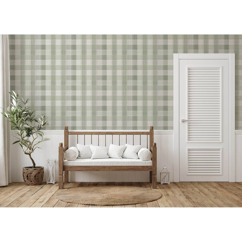 Arthouse Rita Green Country Check Wallpaper