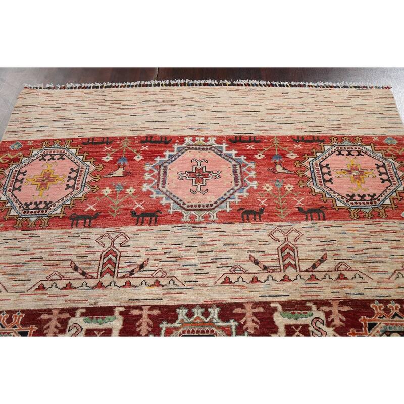 Tribal Geometric Kazak Oriental Home Decor Area Rug Wool Hand-knotted - 6'4" x 9'8"