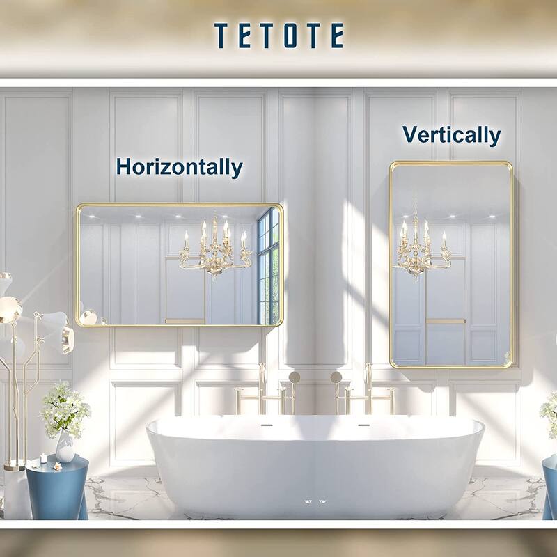 TETOTE Modern Metal Frame Wall Mounted Hanging Bathroom Vanity Mirror