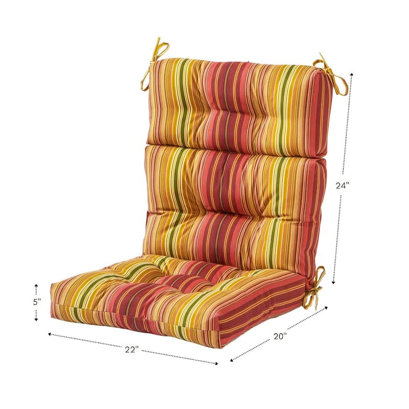 Kinnabari Stripe 44x22-inch Outdoor High Back Chair Cushion (Set of 2) (Cushions Only)