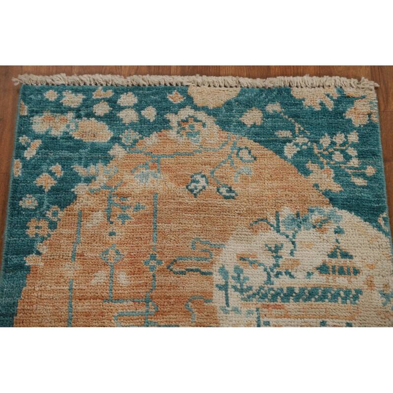 Vegetable Dye Animal Pictorial Art Deco Oriental Wool Rug Hand-knotted - 1'11" x 4'0"