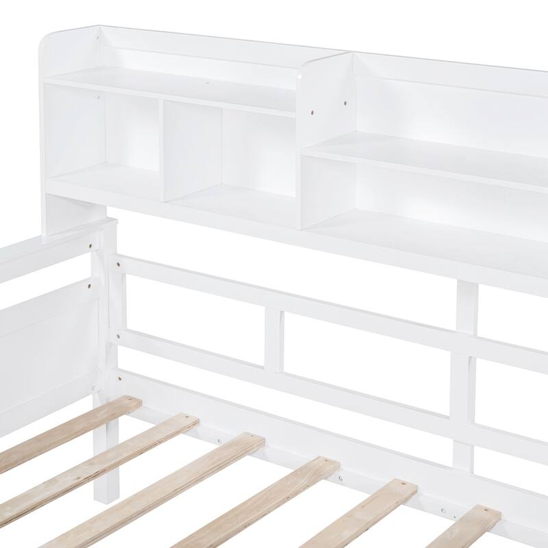 Modern Wood Daybed with Bedside Shelf and Two Drawers