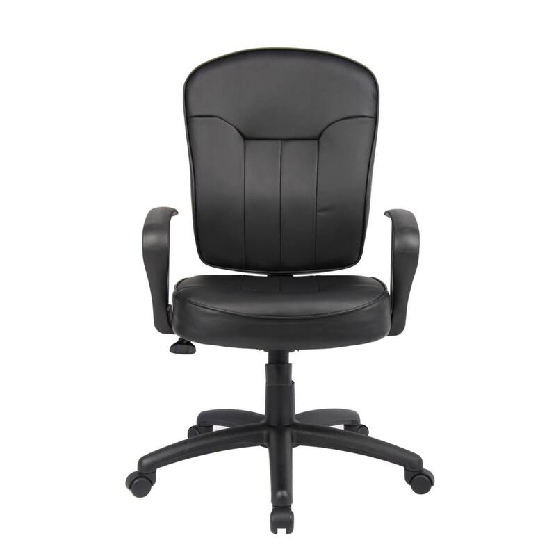 Sera Executive Office Task Chair, Loop Arms, Mid Back Black LeatherPlus