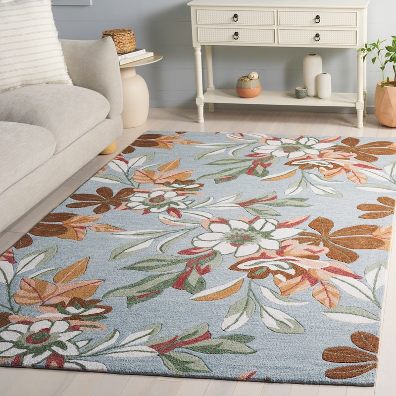 SAFAVIEH Handmade Jardin Annaros Floral Wool Rug - Blue/Rust - 5' x 8'