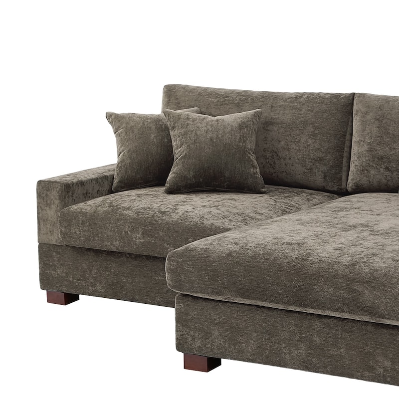 Modern Oversized Chenille Modular Sectional Sofa With Chaise