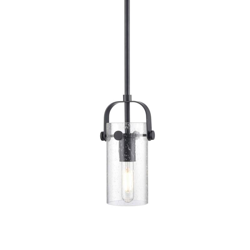 Innovations Lighting 423-1S-10-5 Pilaster II Cylinder Pendant Pilaster - Matte Black / Seedy