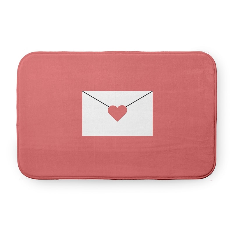 Love Letter Bathmat - Coral - 34" x 21"