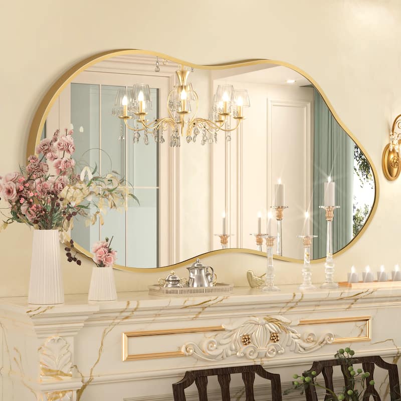 Irregular Wall Mirror Asymmetrical Decorative Wall Mirror - 20x36 - Gold