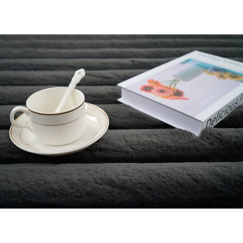 Madrid Collection Ultra Soft Ribbed Faux Fur Area Rug