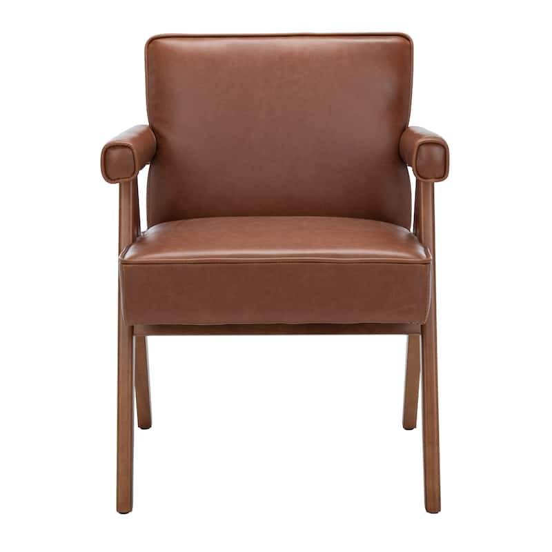 SAFAVIEH Suri Mid-Century Walnut Wood Arm Chair - 23.2" Wx 24" L x 29.9" H