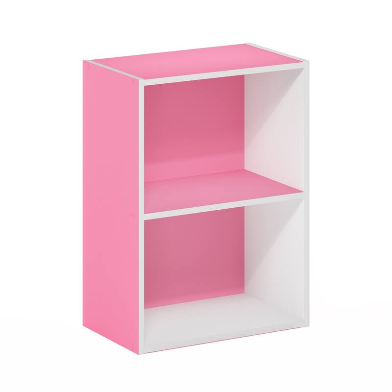 21 in. Tall Pink/White Wood 2-Shelf Bookcase