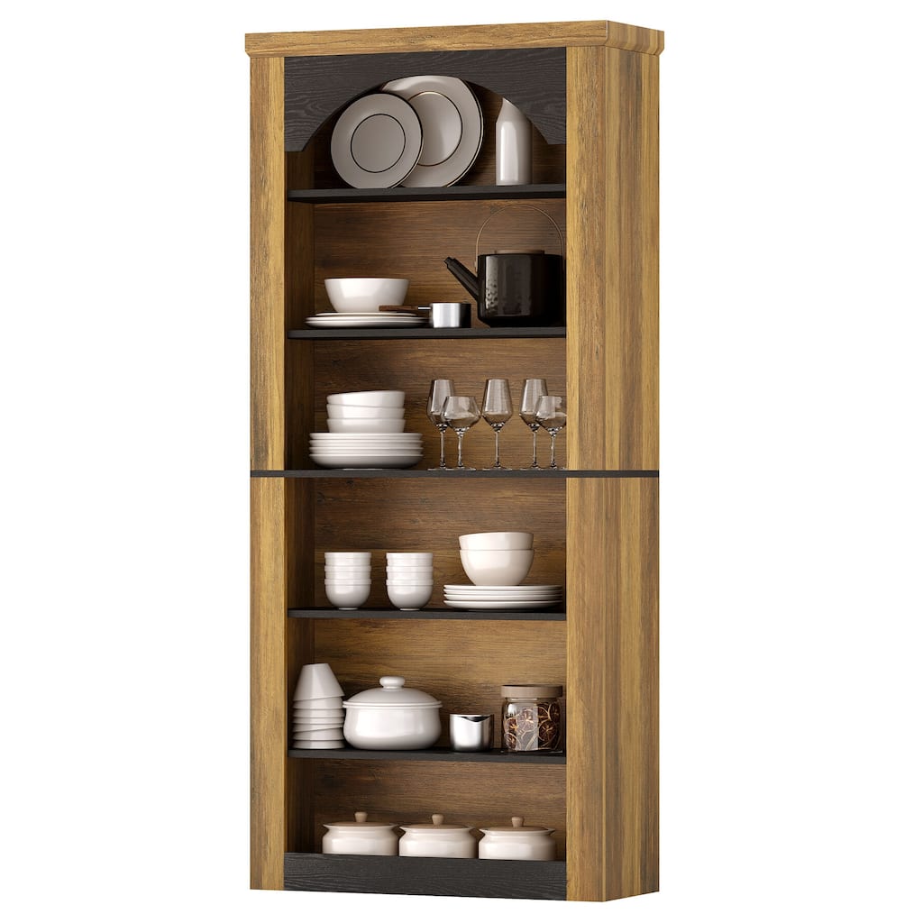 Arched Bookcase, 70.9" Wooden Bookshelves, 6-Tier Modern Bookshelf