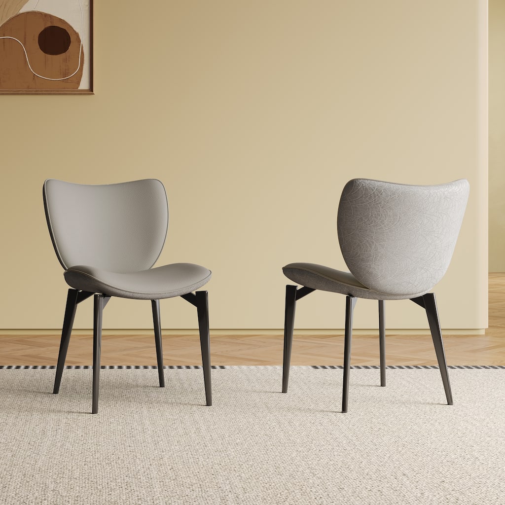 Living Dining Chairs Set of 2, Faux Leather Armless Kitchen Dining Room Chairs, Upholstered Accent Side Chairs with Metal Legs