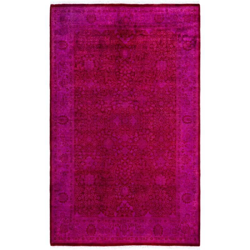 Overdyed One-of-a-Kind Hand-Knotted Area Rug - Red - 5' 1" x 8' 1"