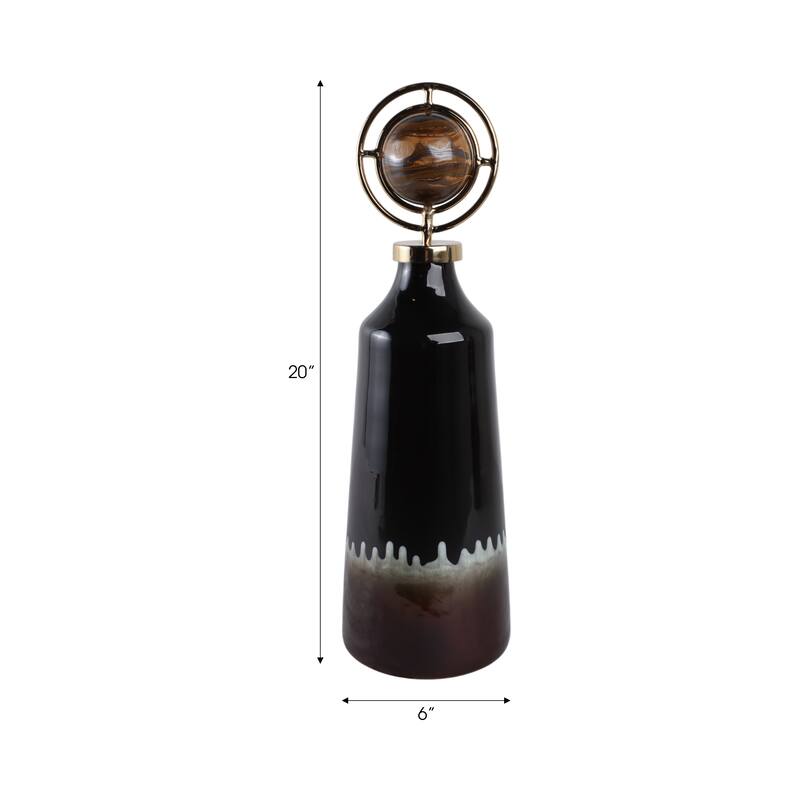 Glass Metal Decorative Vase Modern Transitional Sculptural Orb Accent