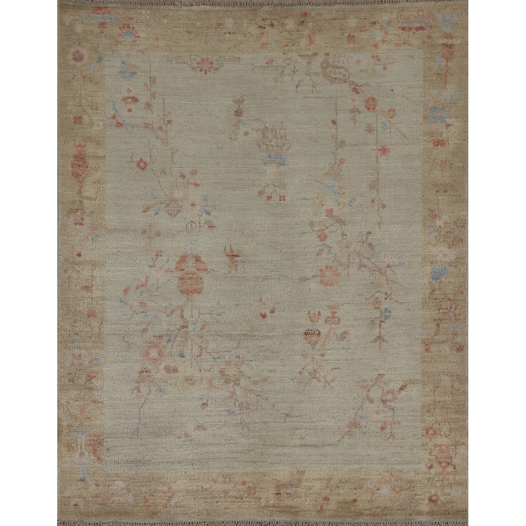 Muted Art Deco Oriental Home Decor Area Rug Hand-knotted Wool Carpet - 3'11" x 4'11"