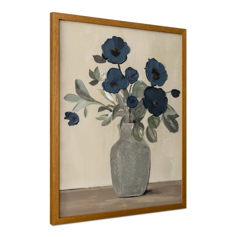 NADAAL STUDIOS Kaelith Framed Painting, Serene Floral Acrylic on Canvas with Solid Wood Frame